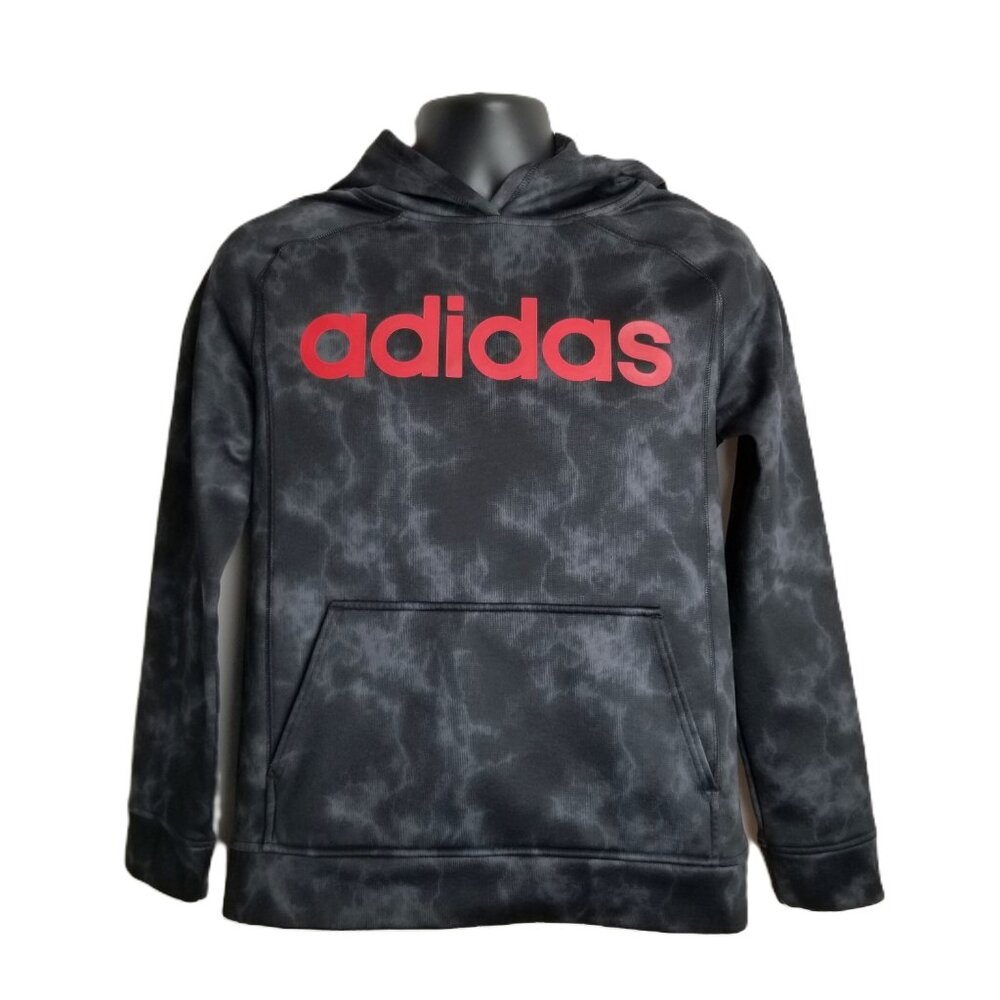 Adidas Tie Dye Pullover Hoodie Size XL Youth Smoke Gray Red Athleisure Sportcore